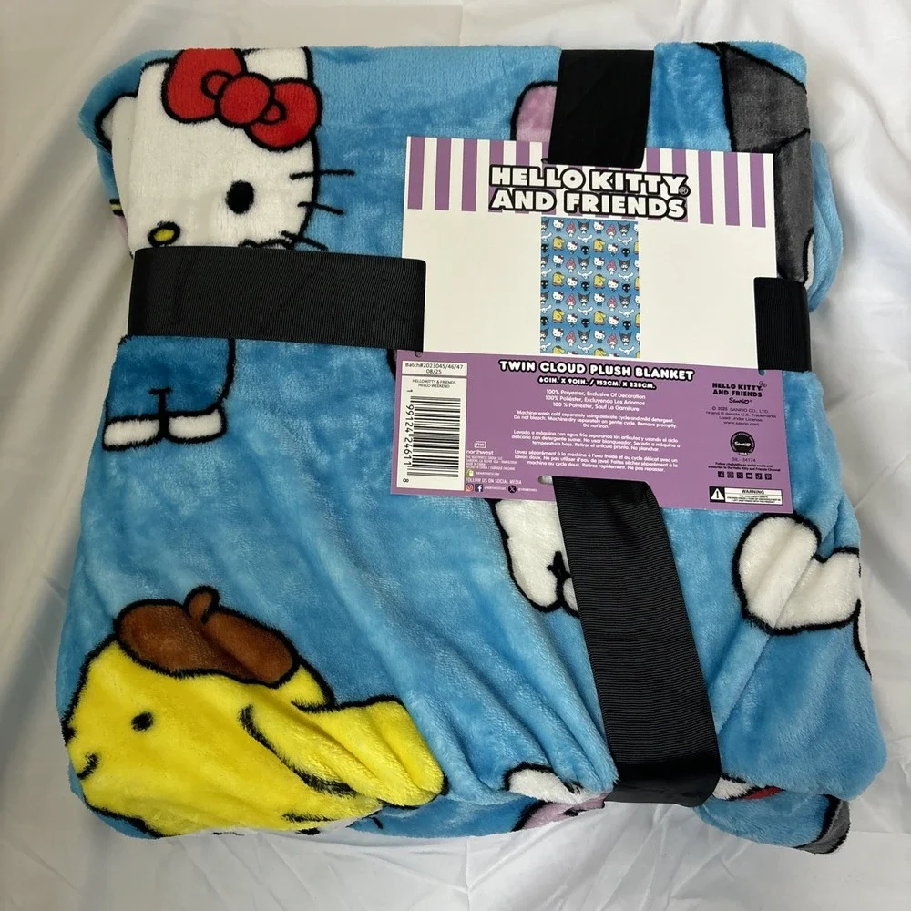 Hello Kitty and Friends Twin Cloud Plush Blanket Blue 60x90‎ NWT